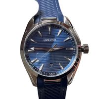 Blue DIAL silver second hand Rubber