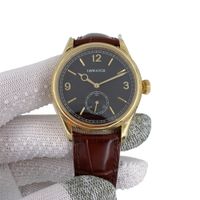 Black dial+yellow gold case+brown strap