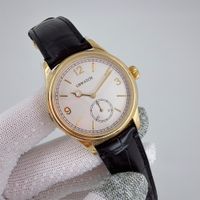 Silver dial+yellow gold case+black strap