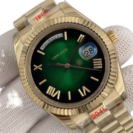 Jason007 U1 UPGRADED Rolesor Green Ombre Dial Automatic Mechanical 40mm Mens Watches ST9 Sapphire President Bracelet Gold Men's Wristwatches
