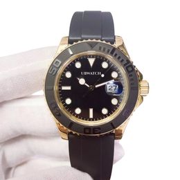 Jason007U1 ST9 Everose Gold Rolesium Yachty Watches 40MM Automatic Mechanical Men Watch Black Dial Rotatable Bezel Master Rubber Strap Mens Wristwatches