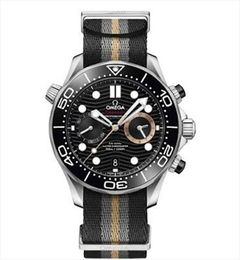 Omega Seamaster Diver 300M Chronograph 007 Quartz Stainless Steel Mens Watch Stainless Steel Case Silver Case Nato Strap