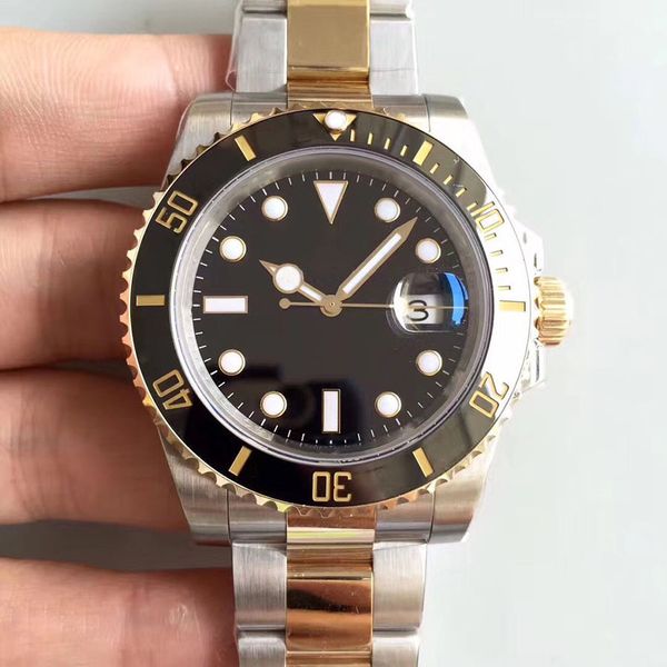 U1 St9 Steel Two Tone Black Dial Men Watch Automatic 41MM Ceramic Bezel Gold Dial Glide Lock Flod Clasp Sapphire Glass Mens Wristwatches Bluesy Rolesor