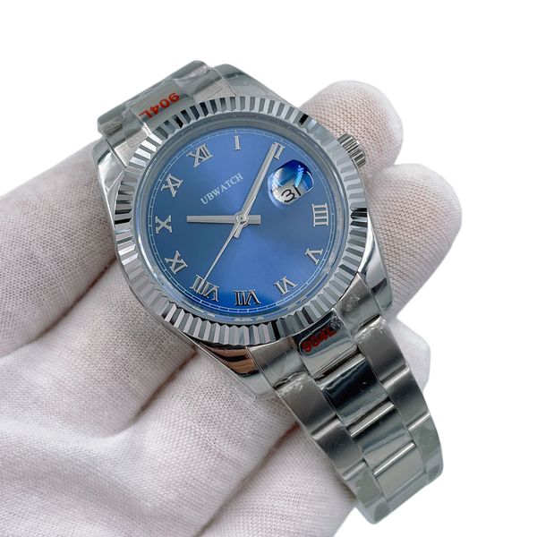 Jason007U1 Factory St9 Watch 41MM Blue Roman Dial Automatic Movement Fluted Sapphire Stainless Steel Wristwatch Bracelet Watch Mens Wristwatches