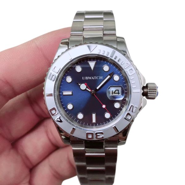 Jason007 ST9 Yachtie Sunburst Blue Stainless Steel Automatic Mechanical Watch Men Quality 40MM Platinum Dial Floding Clasp Sapphire Glass Mens Wristwatches