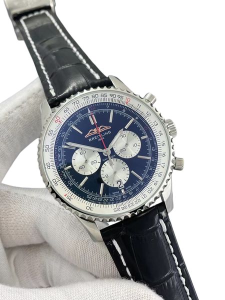 Breitling Navitimer B01 Chronograph 46 Seiko vk64 Movement Quatz Stainless Steel Mens Watch Stainless Steel Silver