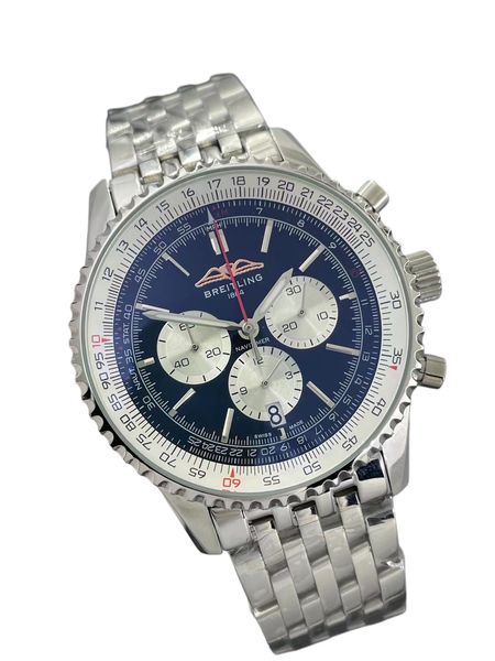 Breitling Navitimer B01 Chronograph 46 Seiko vk64 Movement Quatz Stainless Steel Mens Watch Stainless Steel Silver Dial
