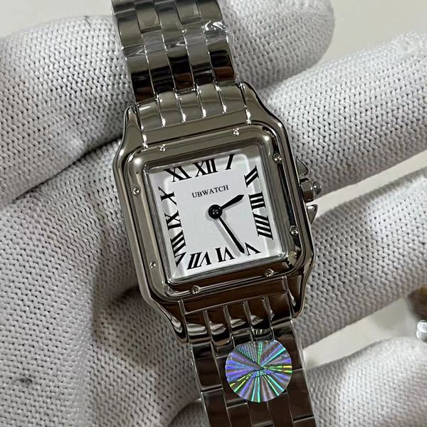 New Quartz Battery Power Squar Stainless Steel Watches Stainless Steel Wristwatches Leather strap Womens ladies Watch c1 Movement Apantheres