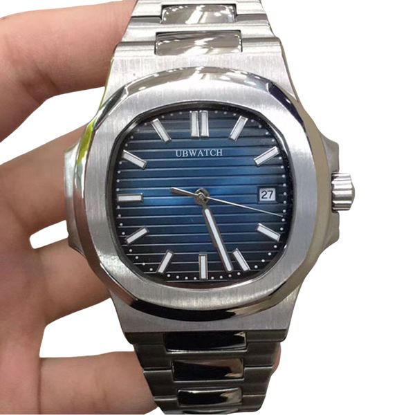 40MM P1 Automaitc Mechanical Striped Texture Mens Watches Glass Back Wear Resistant Sapphire Crystal Silver Stainless Steel Man Wristwatches